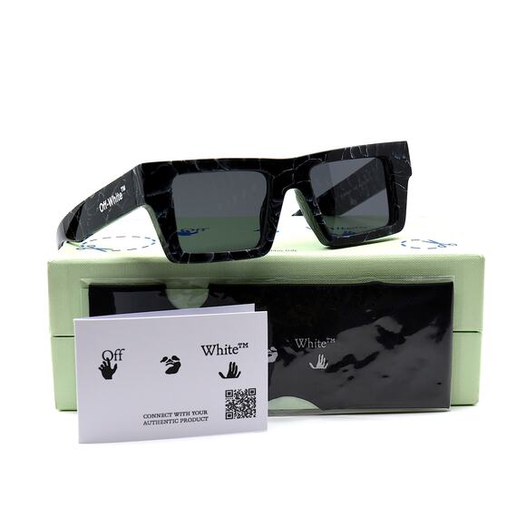 OFF-WHITE 0ER1017 BLACK MARBLE DARK GREY WOMEN'S AUTHENTIC SUNGLASSES - Picture 10 of 11